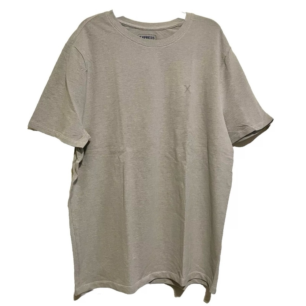 Express Solid Moisture-Wicking Pique Crew Neck T-Shirt Men's Size XL Blue Gray
